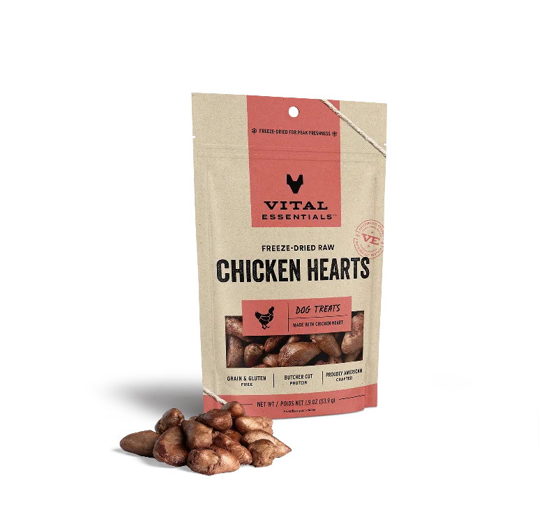 Vital Essentials Freeze Dried Raw Chicken Hearts Dog Treats