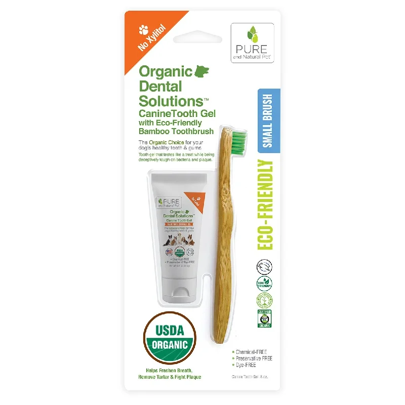 Pure and Natural Pet Organic Dental Solutions™ CanineTooth Gel with Eco-Friendly Bamboo Toothbrush