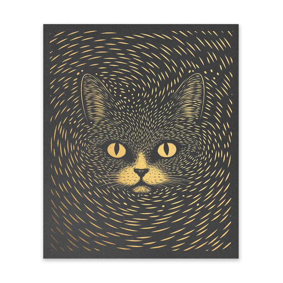 Gold & Black Cat Riso Print