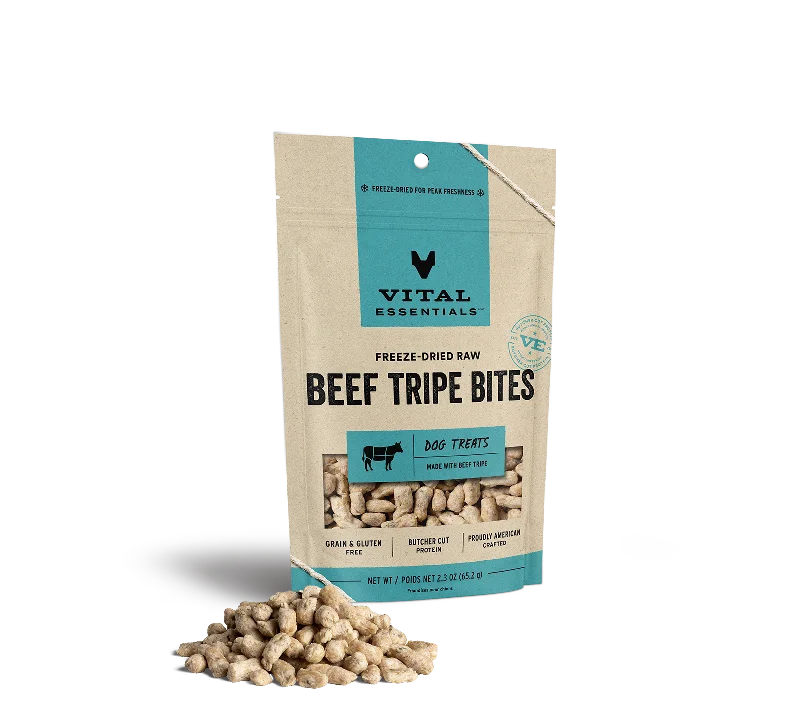 Vital Essentials Freeze Dried Raw Beef Tripe  Bites Dog Treats