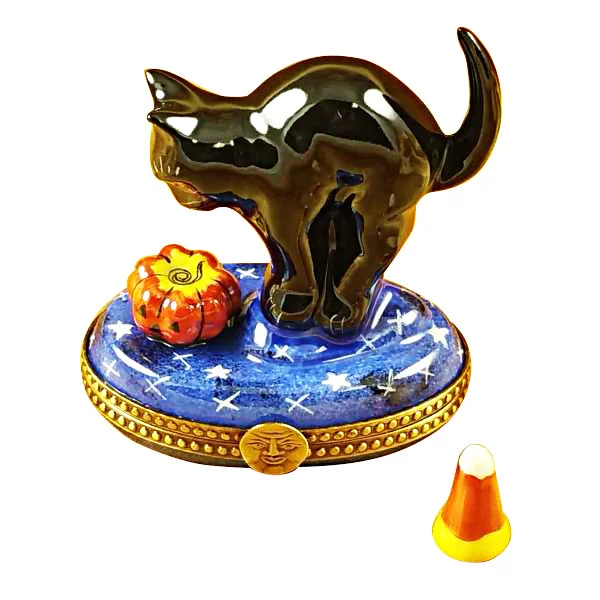 Black Cat Pumpkin Candy Corn Décor