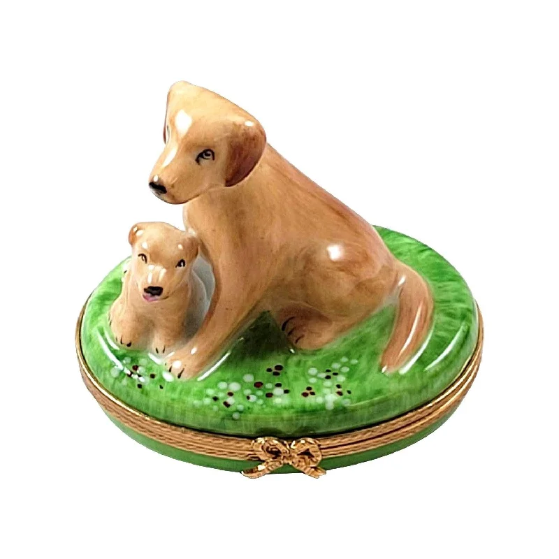 Sitting Yellow Lab with Removable Bone