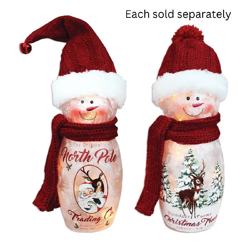 Jolly Holiday Lighted 9" Snowman with Red Hat and Scarf