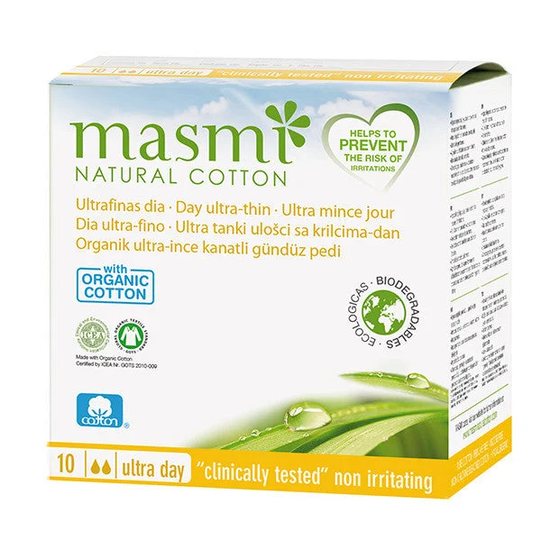 Masmi 100% Pure Cotton Soft Sanitary Pads-Day Wings Indvidually Wrapped 10s