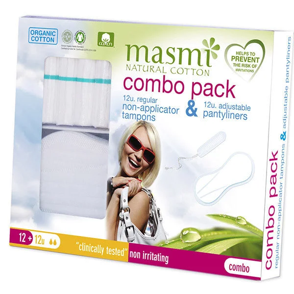 Masmi Organic Panty Liner 12s + No Appilcator Tampon REGULAR 12s - COMBO PACK