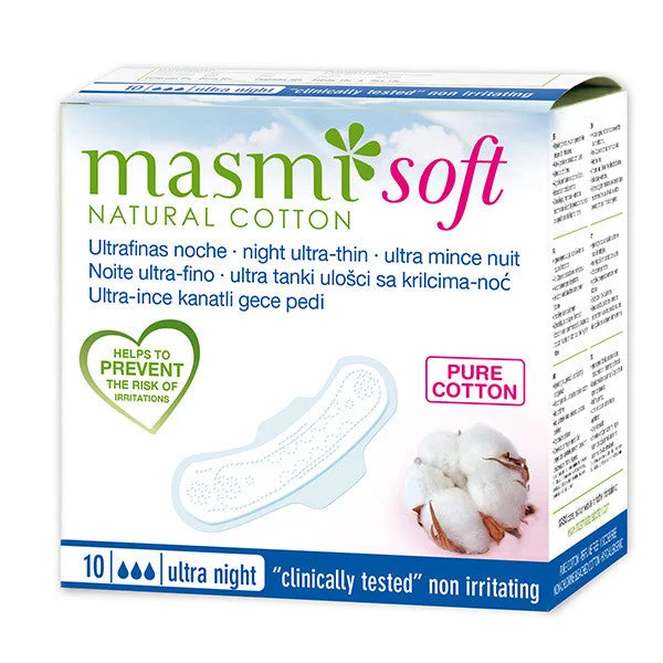 Masmi Organic Sanitary Pads -Night Wings Indvidually Wrapped 10s