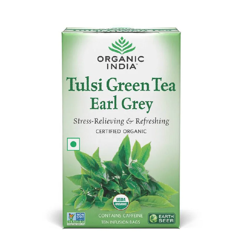 Organic India Tulsi Green Tea Earl Grey-18 Tea Bags