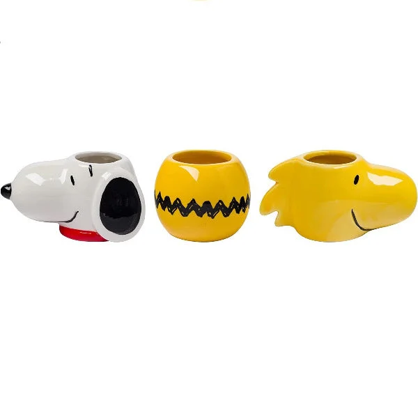 Peanuts Snoopy Woodstock Face Sculpted Mini Cup Set of 3