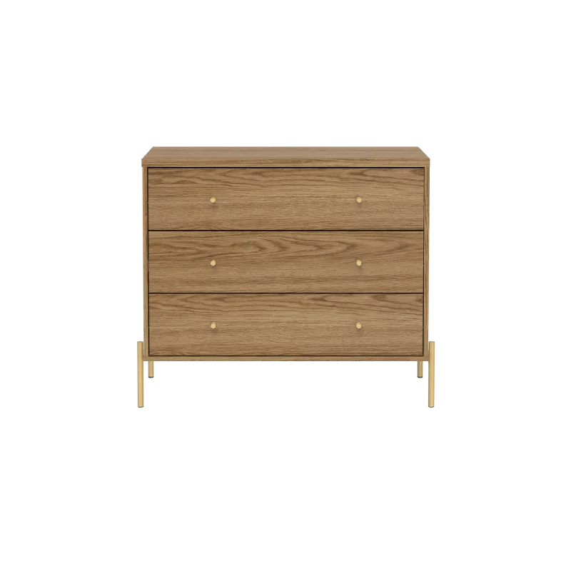 Provincia Jasper 3 Drawer Dresser Oak/Gold #PA61454 (No Warranty)