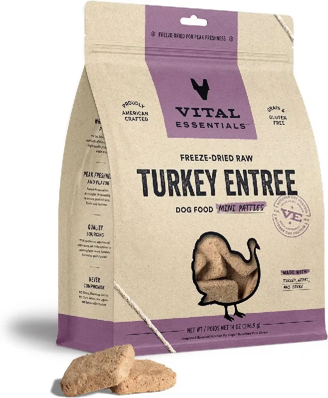 Vital Essentials Freeze-Dried Mini Pet Patties Turkey Entree for Dogs