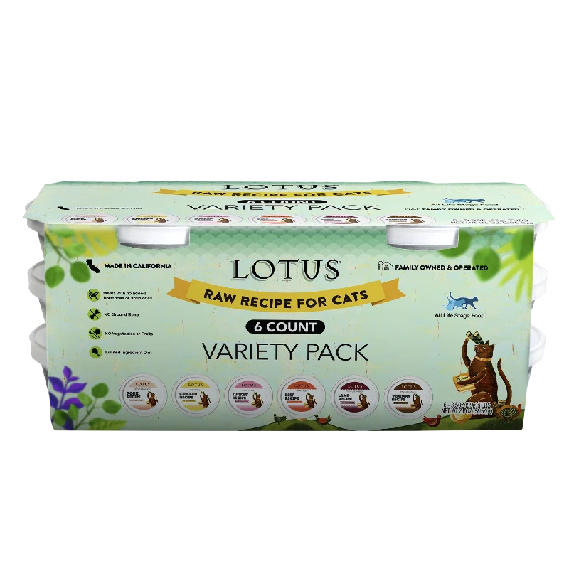 Lotus Frozen Raw Food for Cats - Variety 6 Pack