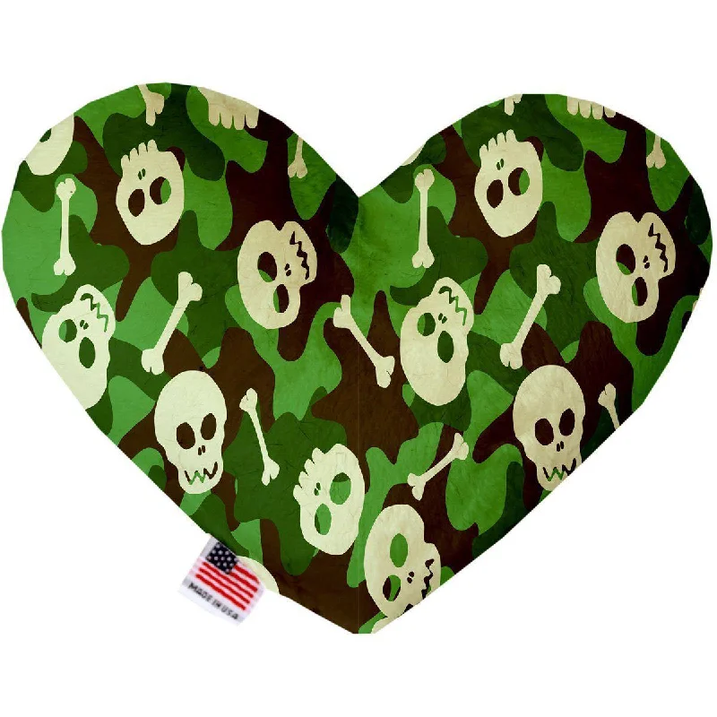 Heart Dog Toy Stuffing Free Green Camo Skulls