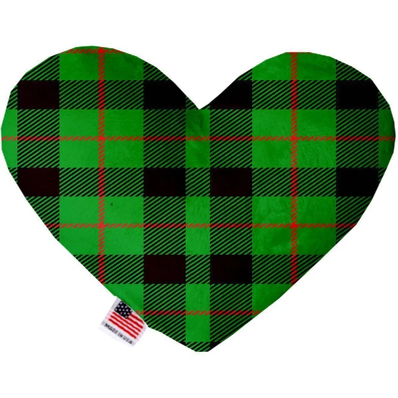 Heart Dog Toy Stuffing Free Green Plaid