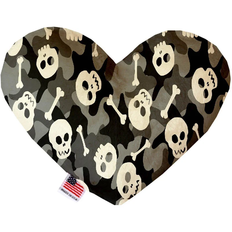 Heart Dog Toy Stuffing Free Grey Camo Skulls