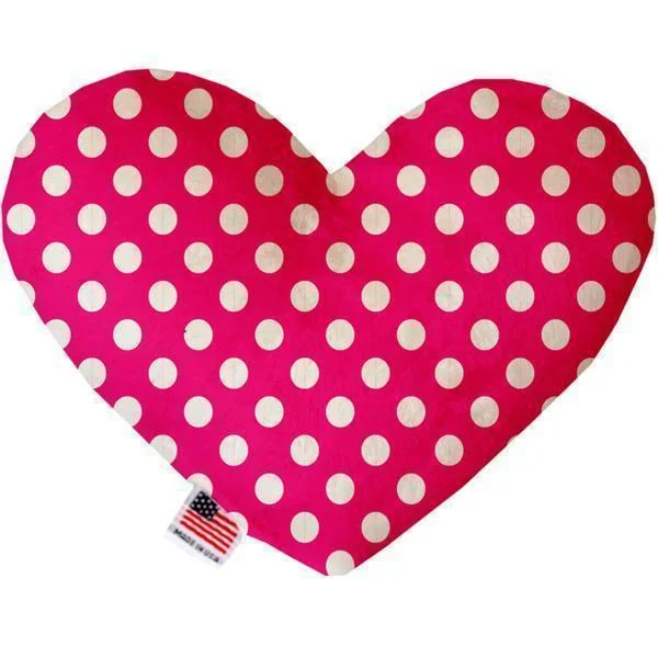 Heart Dog Toy Stuffing Free Hot Pink Swiss Dots