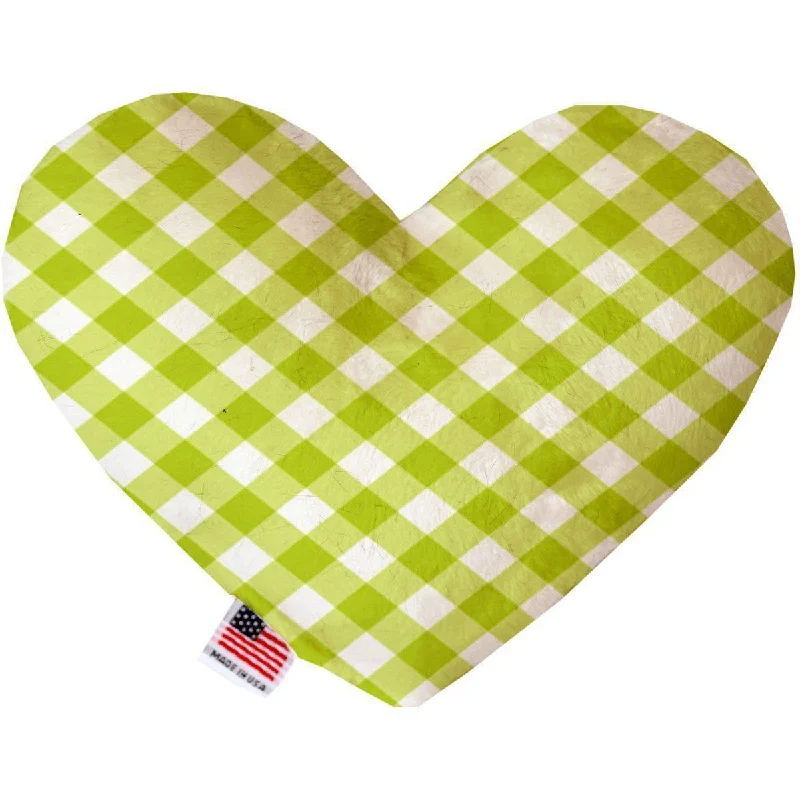 Heart Dog Toy Stuffing Free Lime Green Plaid