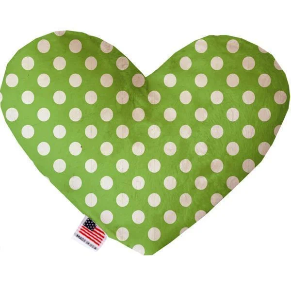 Heart Dog Toy Stuffing Free Lime Green Swiss Dots