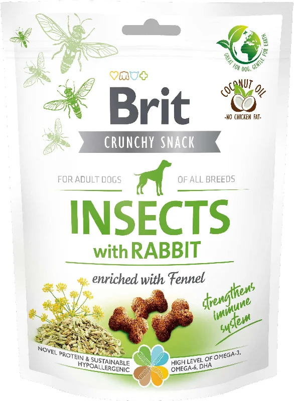 BRIT Crunchy Snack, recompensă pentru câini, cu Insecte, Iepure şi Fenicul 200g