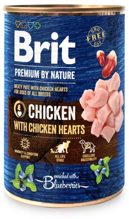 BRIT Premium by Nature Conservă pentru câini, Pui cu inimi 400g