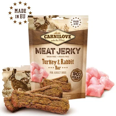 CARNILOVE Jerky Recompensă pentru câini, Baton cu iepure şi curcan 100g