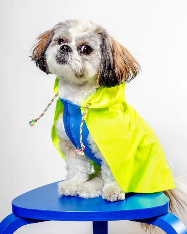 Action Jacket Pull-On Raincoat in Safety Yellow + Blue (Made in NYC)