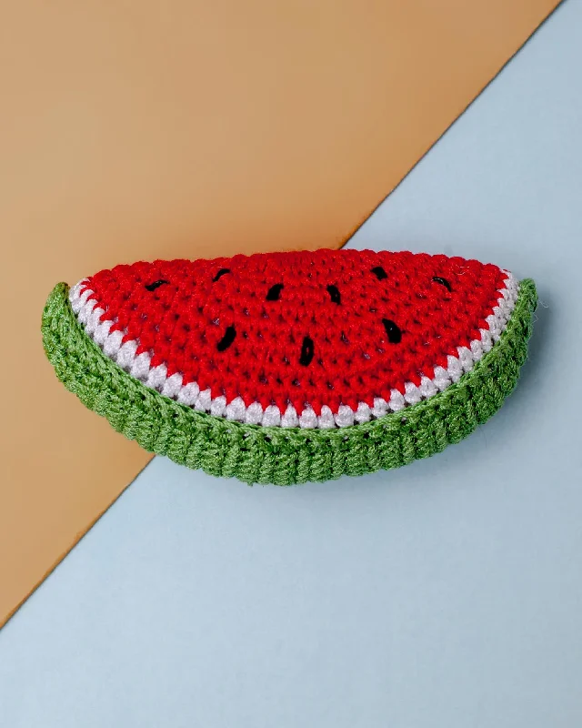 Watermelon Slice Knit Squeaky Toy