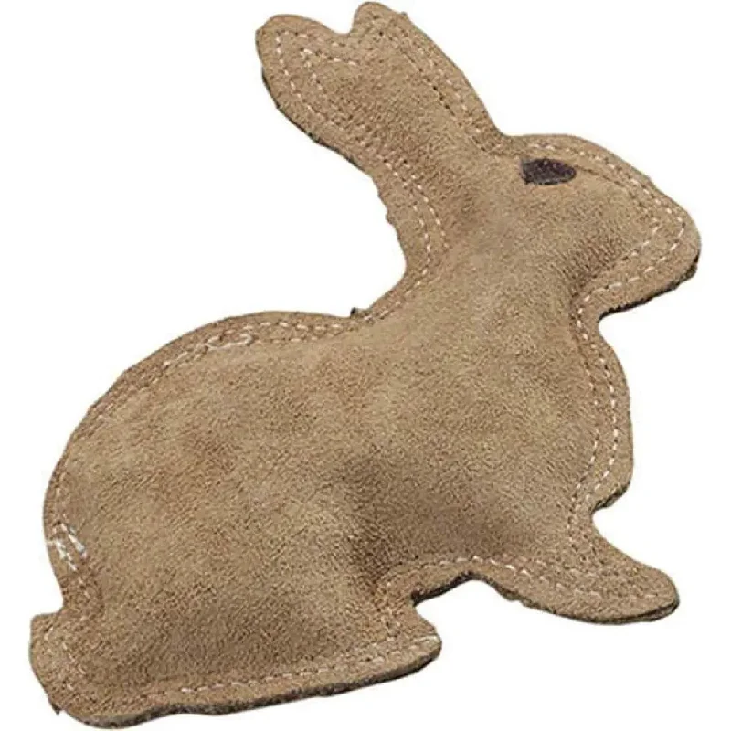 Dura-Fused Leather & Jute Dog Toy Rabbit Brown Small