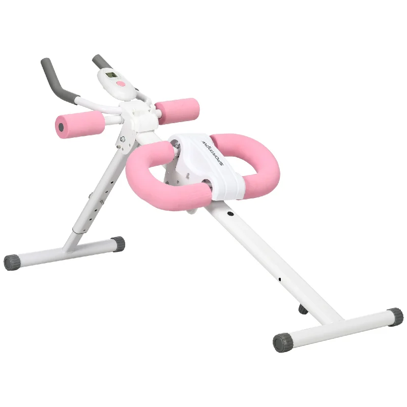 Folding Ab Trainer With LCD Monitor White & Pink by Sportnow