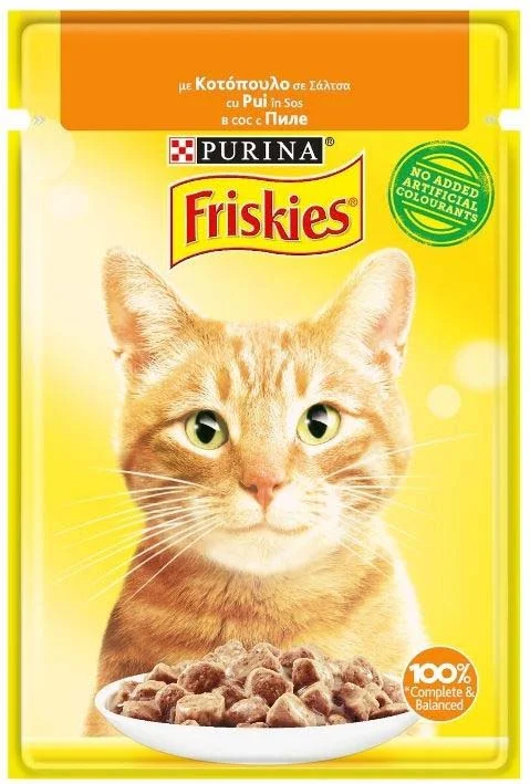 FRISKIES Plic hrană umedă pentru pisici, cu Pui în Sos 85g