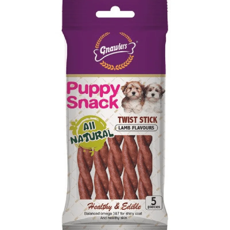 Gnawlers Puppy Snack Twist Stick Lamb Flavoured Dog Treats