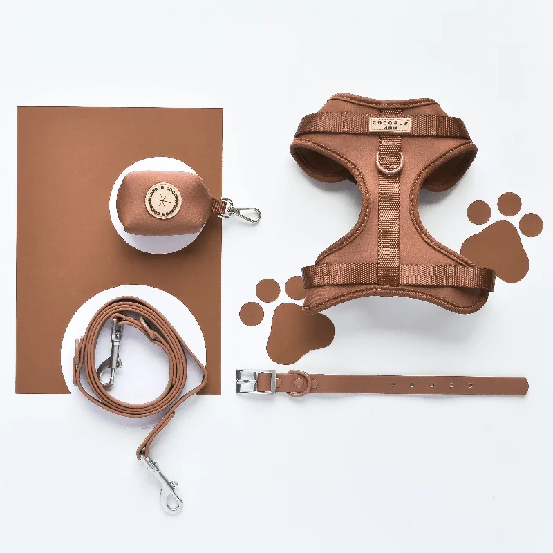 NAKD Adjustable Neck Harness, Lead, Collar & Poop Bag Bundle - Brownie