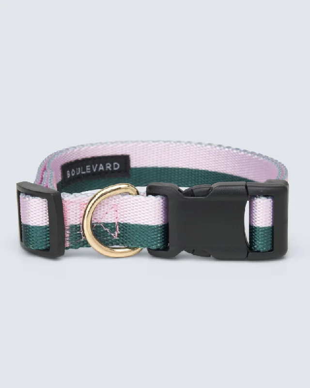 Hunter + Blush Stripe Adjustable Dog Collar (FINAL SALE)