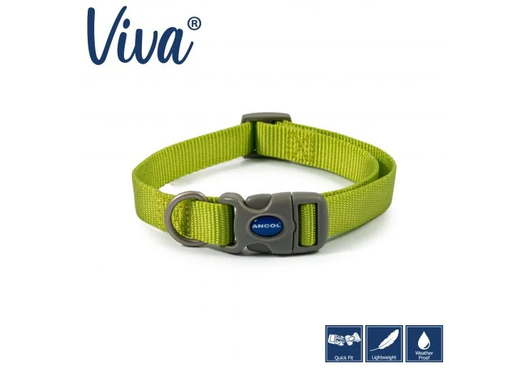 Ancol - Viva Nylon Adjustable Collar - Lime - Small (20-30cm)