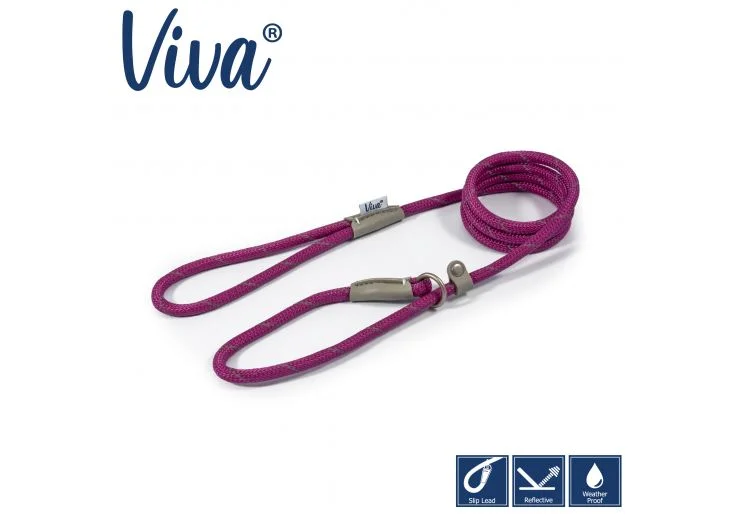 Ancol - Viva Nylon Reflective Rope Slip Lead - Purple - 150cm x 12mm (Max 50kg)